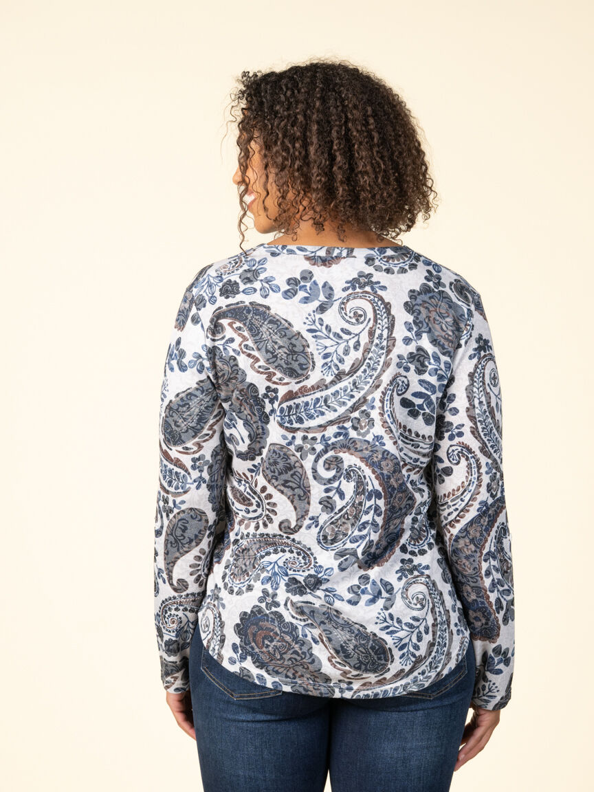 Long Sleeve Roll Tab Henley Top