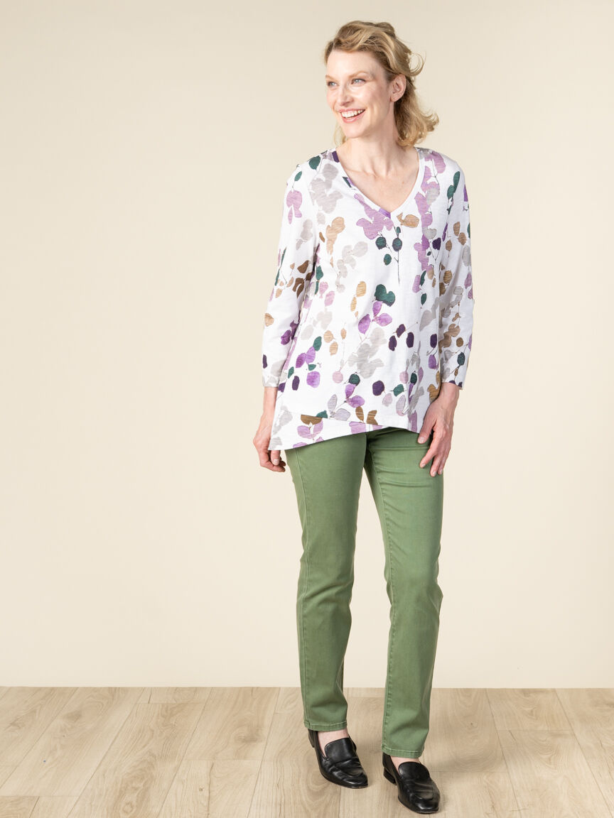 3/4 Sleeve Roll Tab Top 