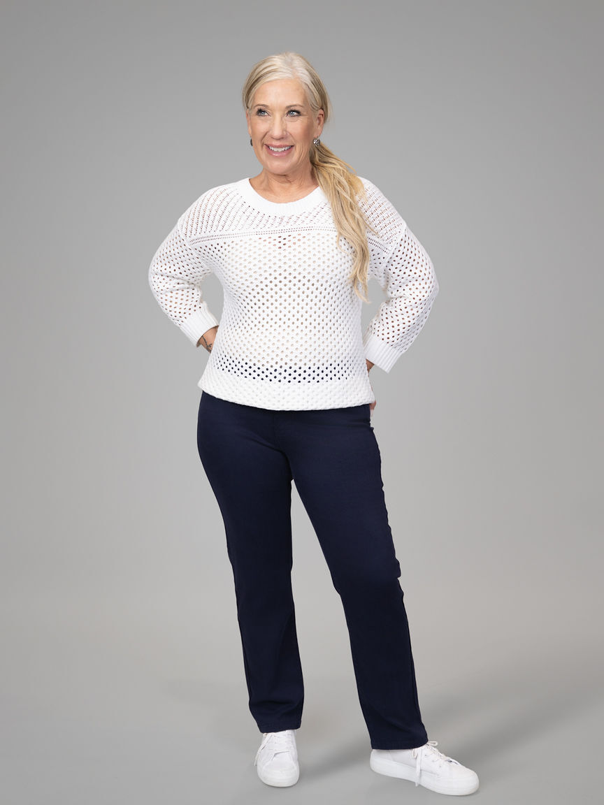 3/4 Sleeve Open-Stitch Top Image 5