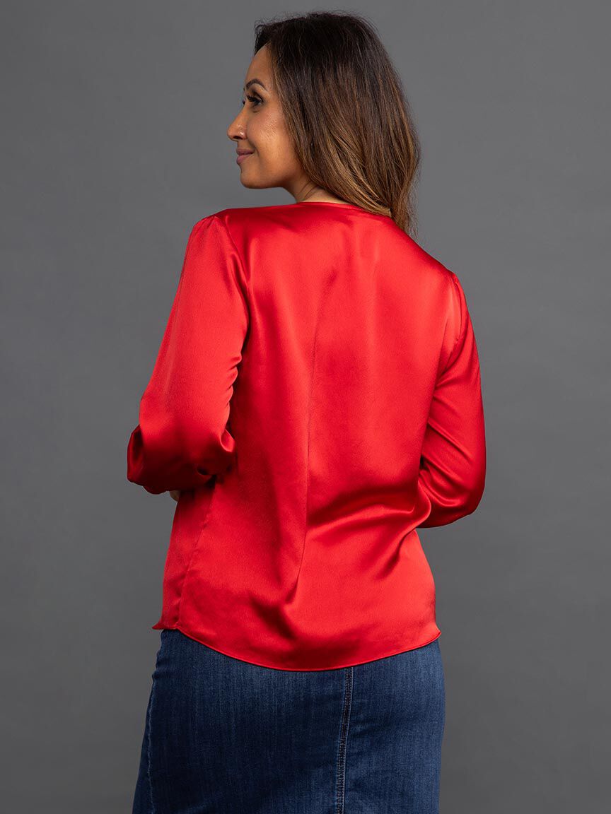 Long Sleeve Satin Top Image 4