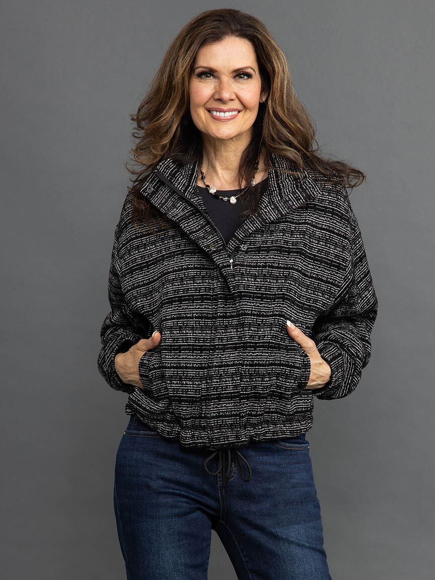 Woven Chenille Yarn Dye Jacket w/ Waist Drawcord Image 2