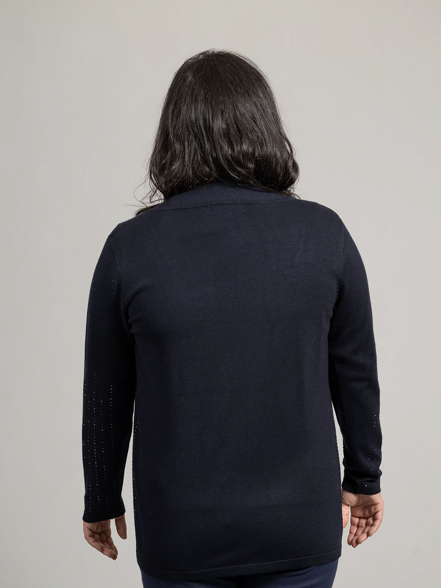 Scallop Open Front Cardigan With Hotfix