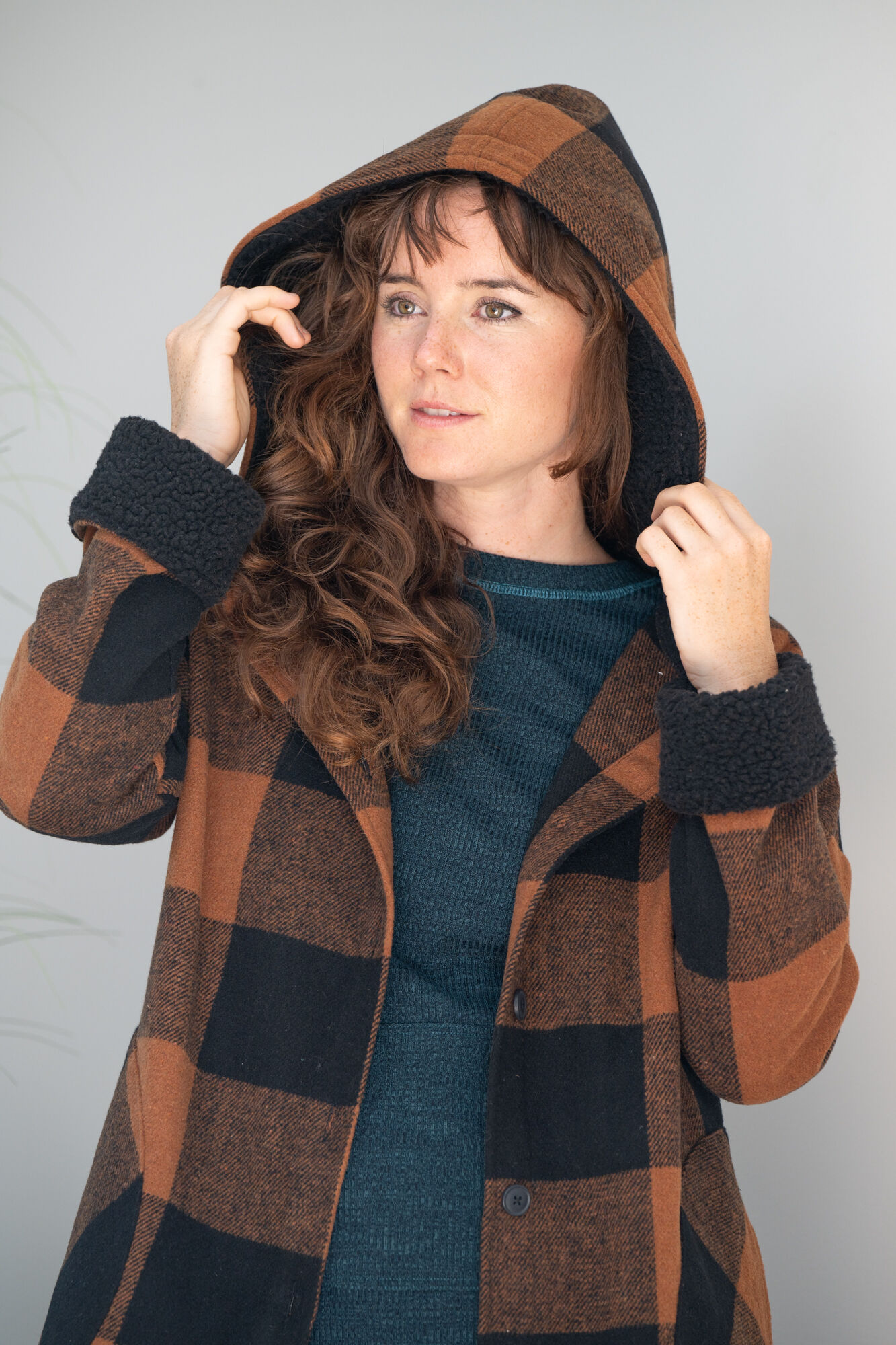 Plaid Buffalo Hooded Pocketed Maxi Shacket Jacket Suzanne's