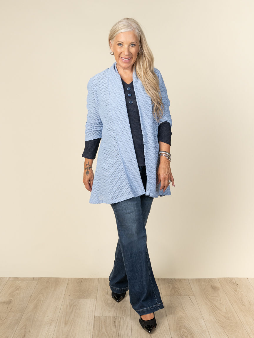 Long Sleeve V-Neck Top With 3 Buttons