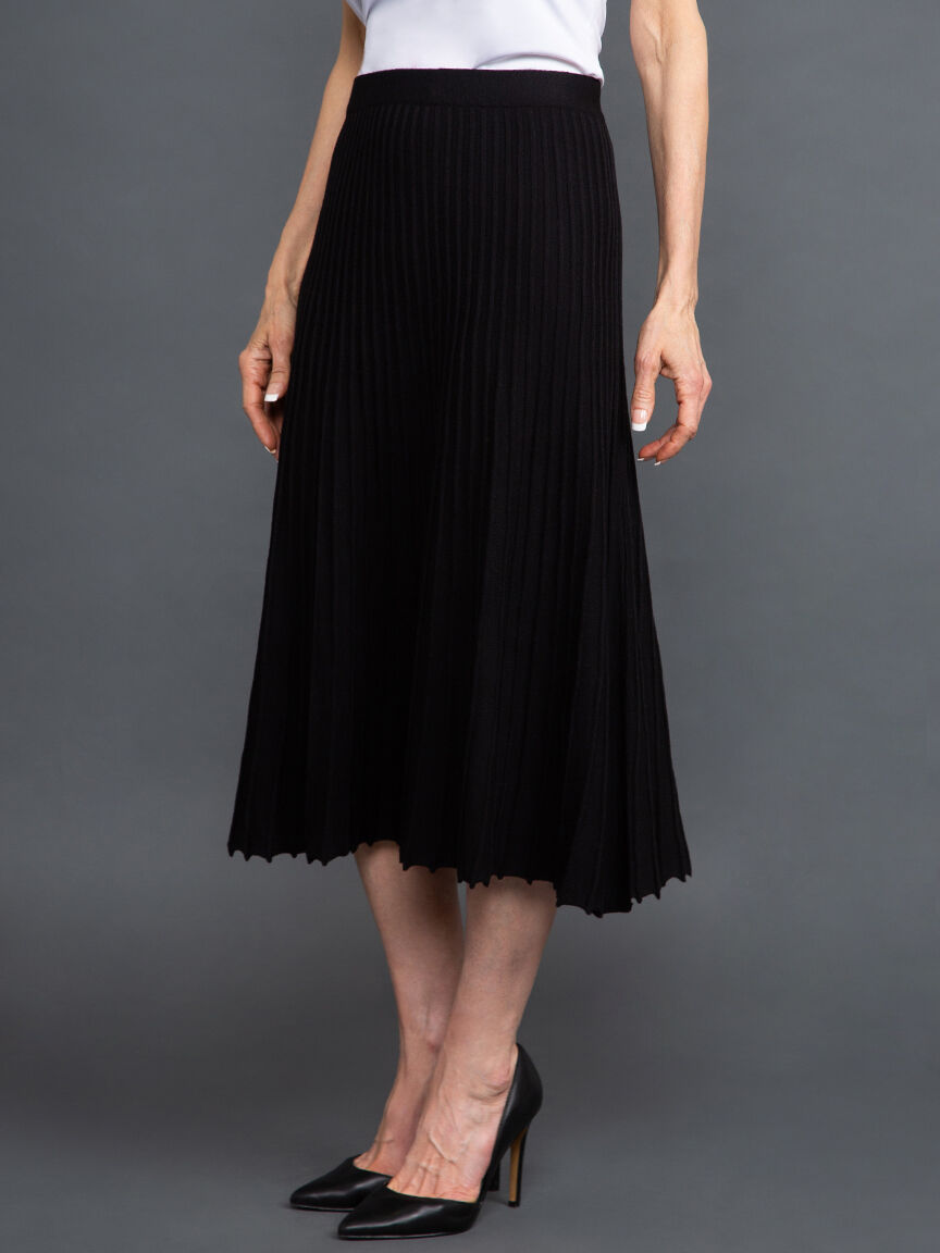 Pleated Knit Midi Skirt Image 3