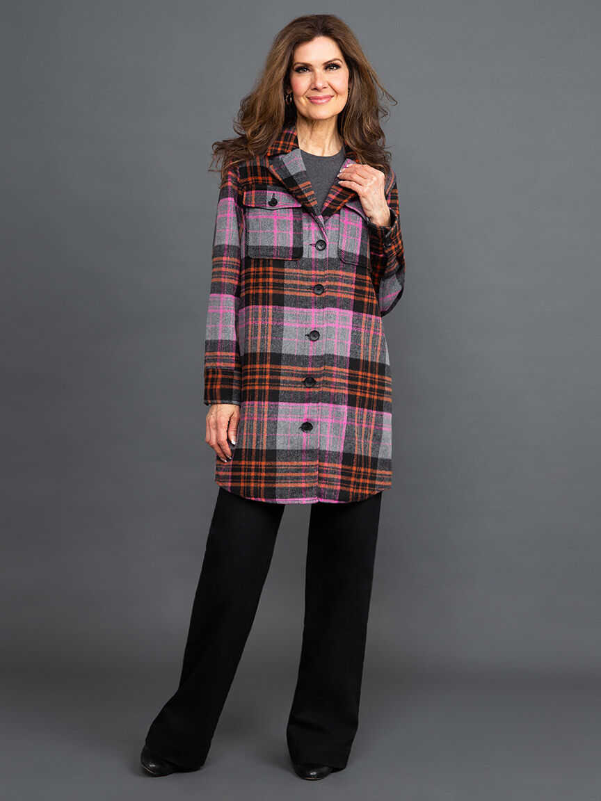 Long Plaid Shacket Image 5