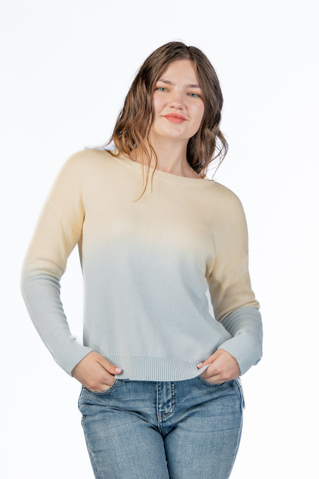 Ombre Hi-Lo Cotton Sweater Image 1