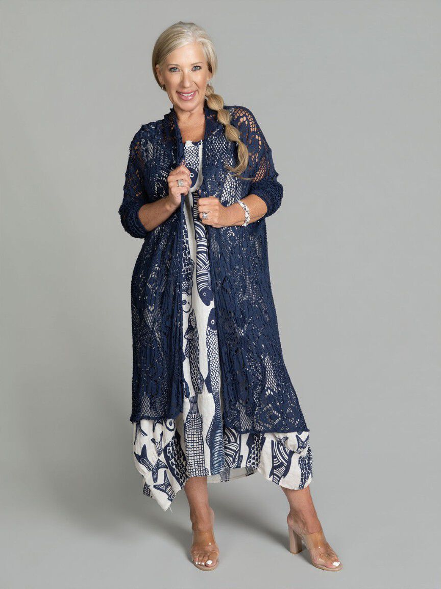 Long Sleeve Mesh Cardigan Image 1