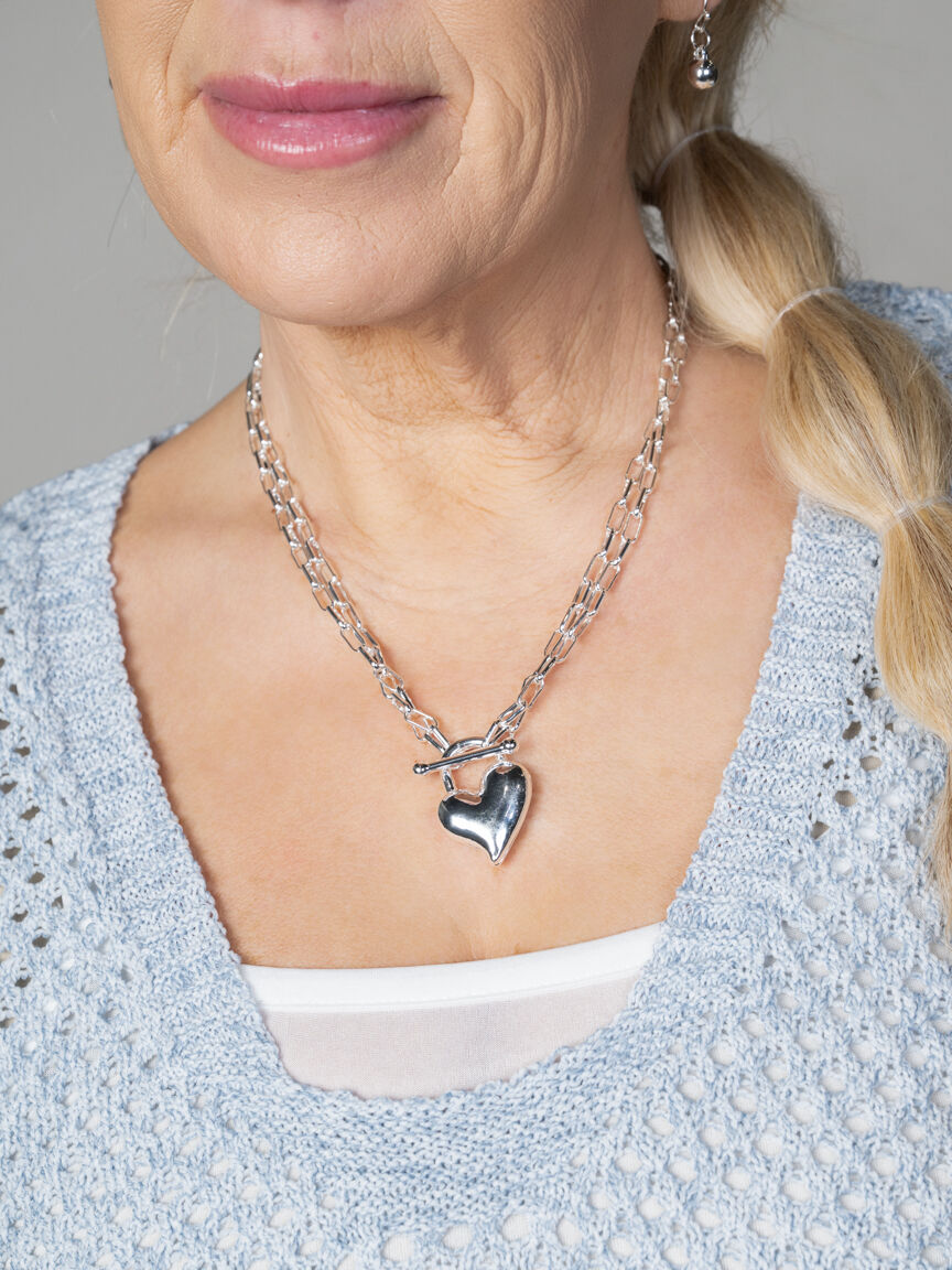 Simple Heart Necklace and Earring Set