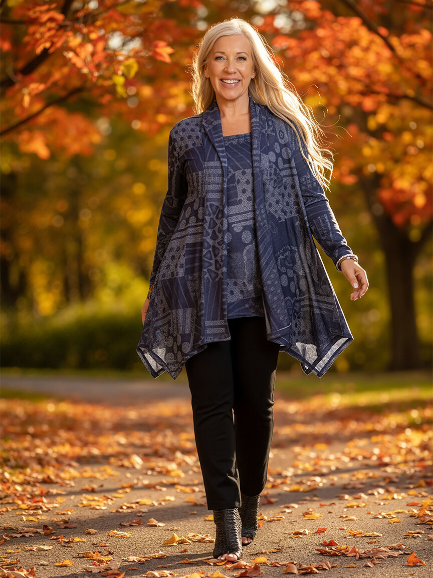 Long Sleeve Top With Built In Cardigan