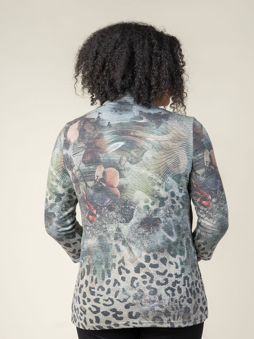 3/4 Length Sleeve Top With Built In Cardigan 