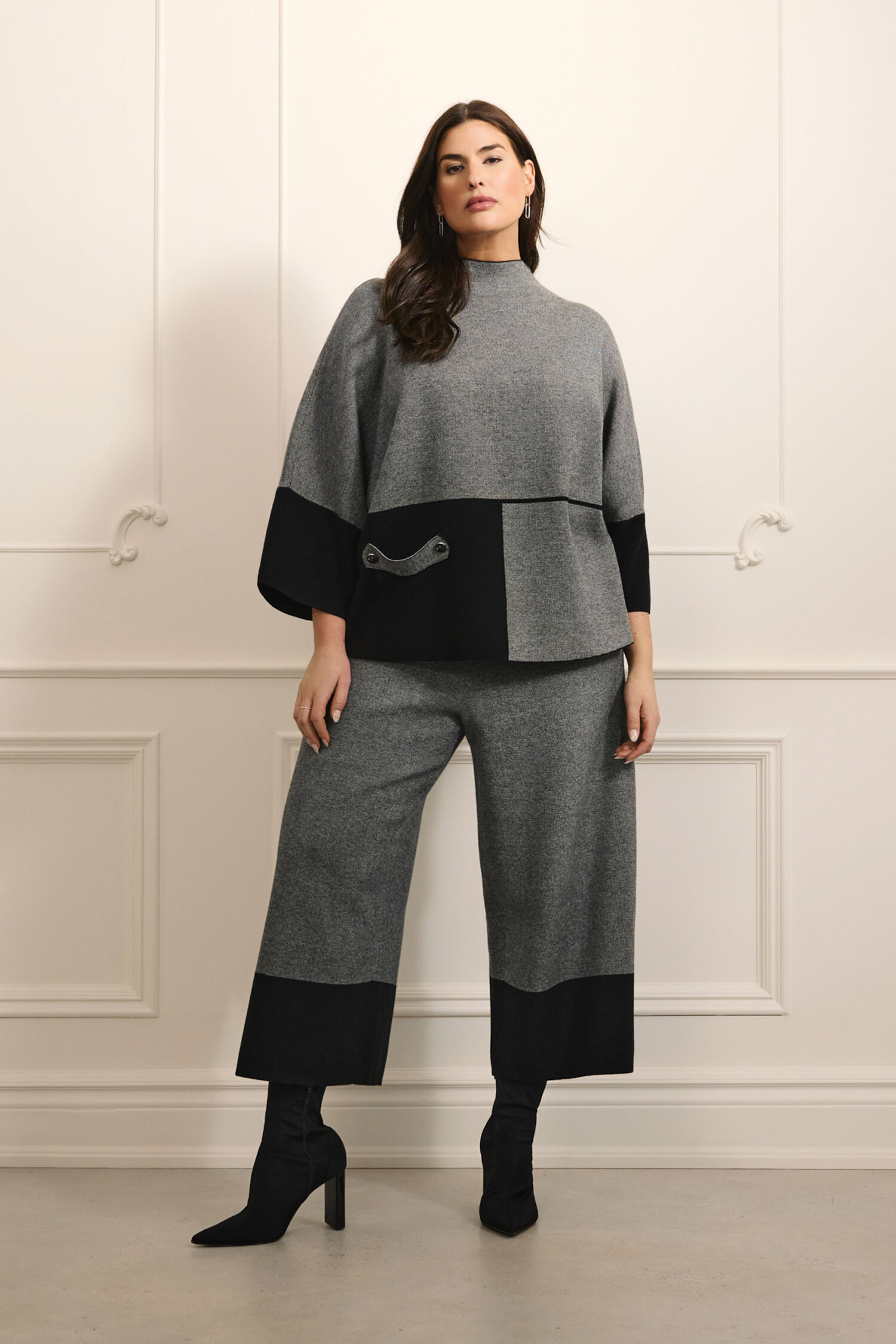 Color-Block Funnel Collar Top  Image 1