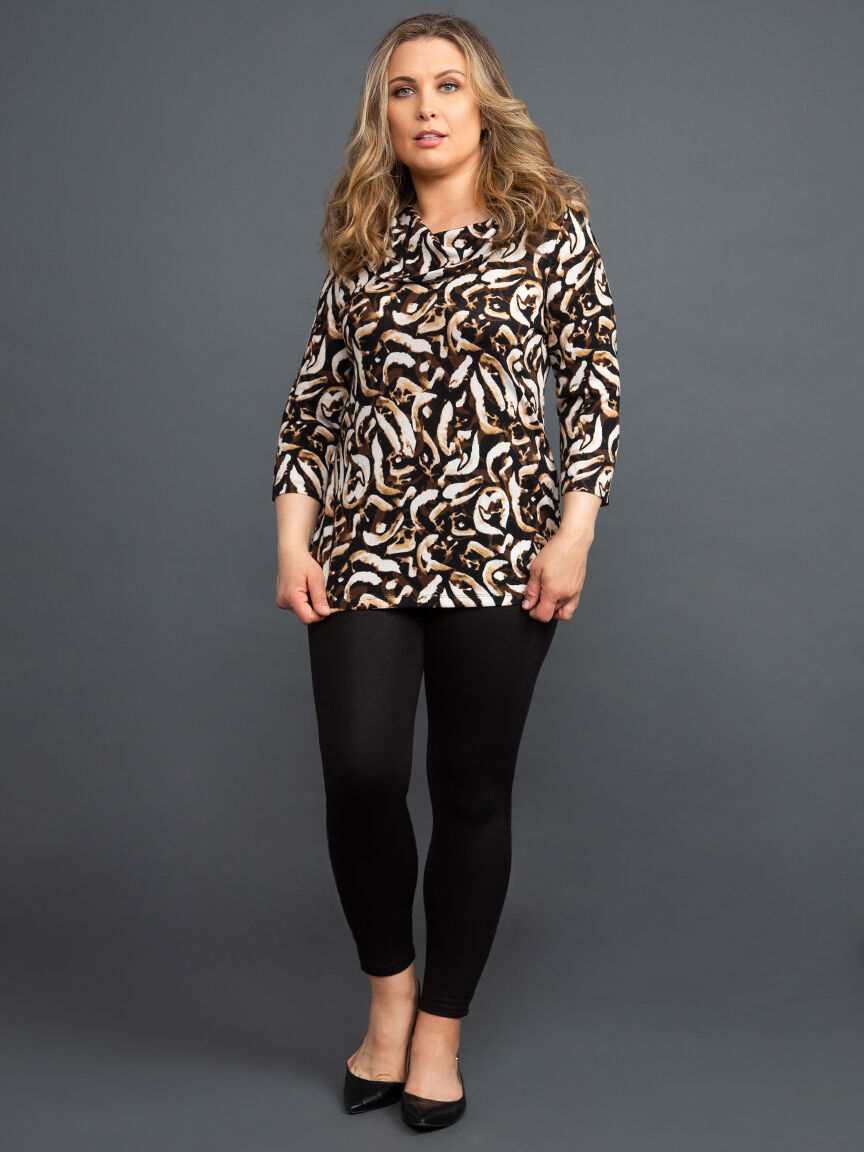 Draped Neck Floral Hatchi Top Image 1