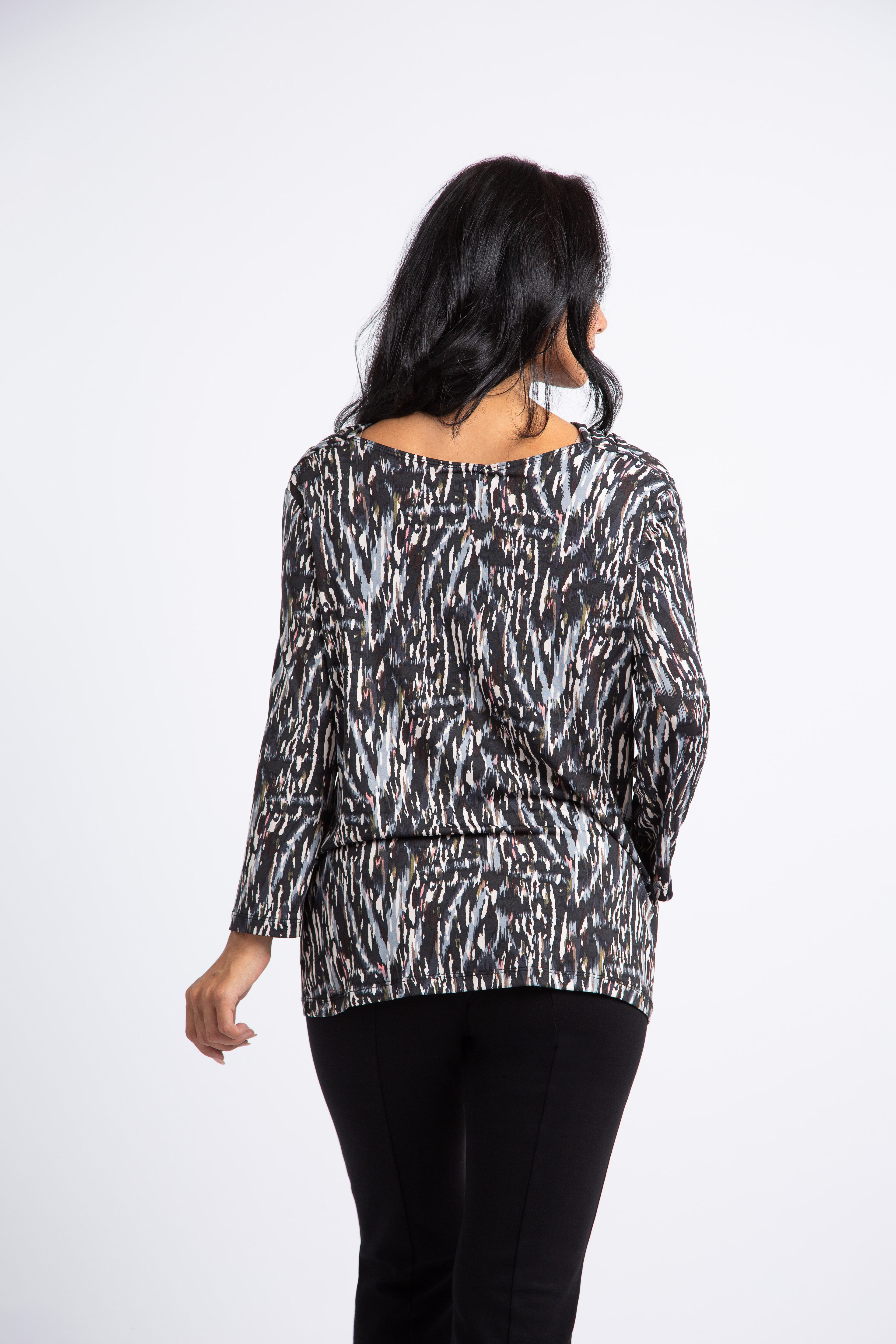 &frac34; Sleeve Drape Neck Top  Image 4