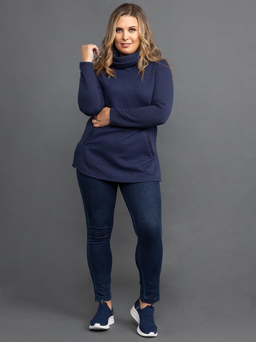 Quilted Mock Neck Sweater Image 1