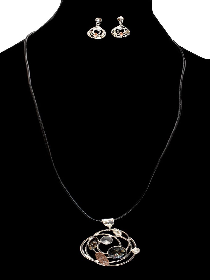 Swirl Pendant Necklace And Earring Set