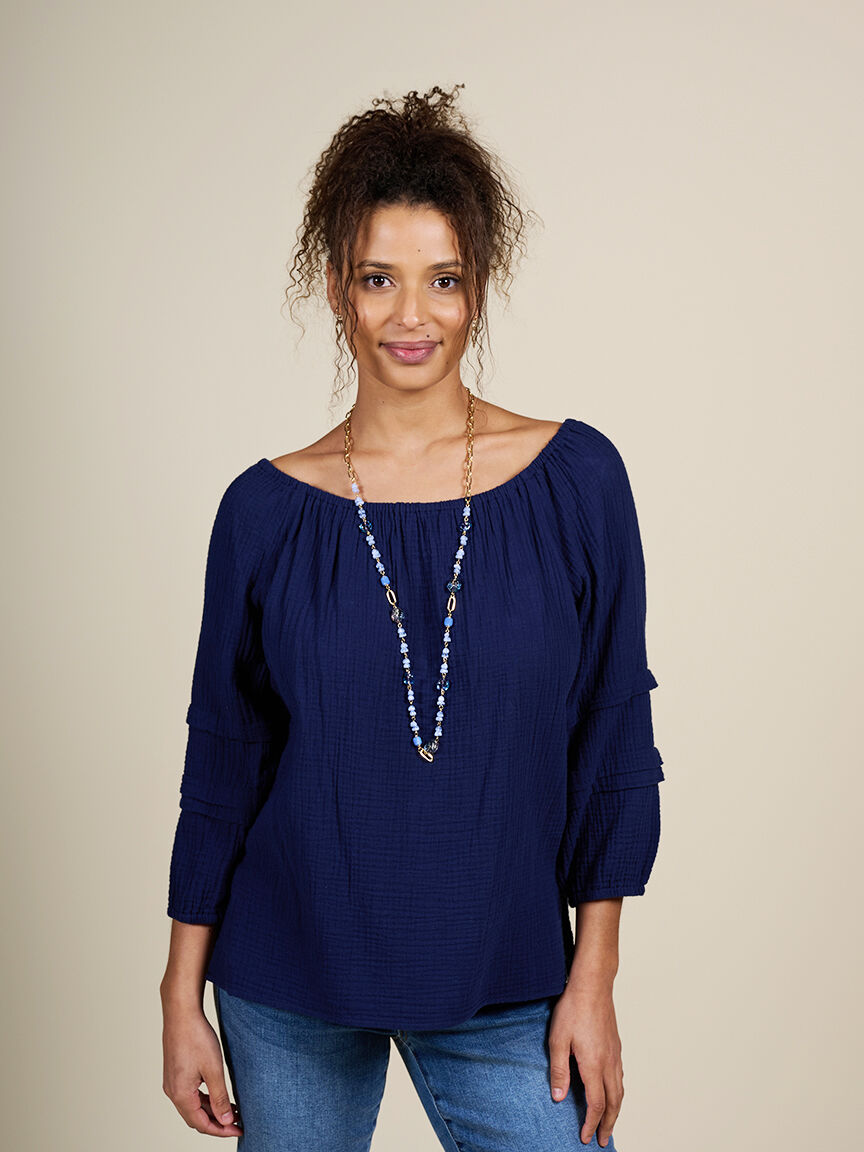 Cotton Gauze Convertible Off-Shoulder Top  Image 1