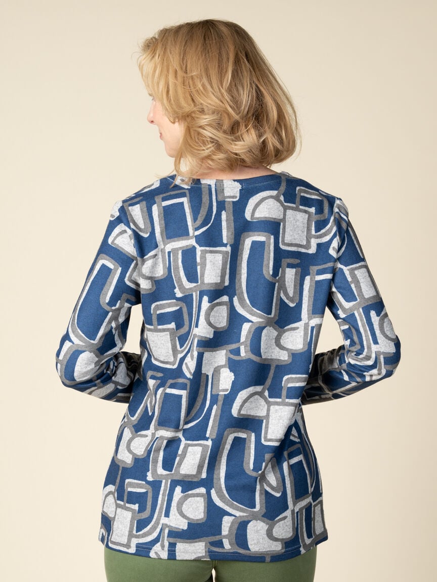 Long Sleeve Abstract Printed Top