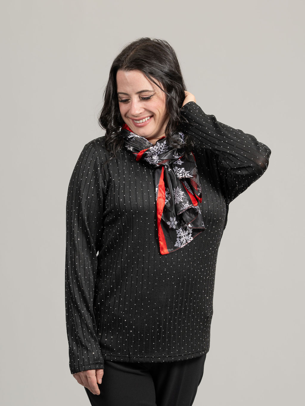 Sheer Lighweight Scarf With Snowflakes