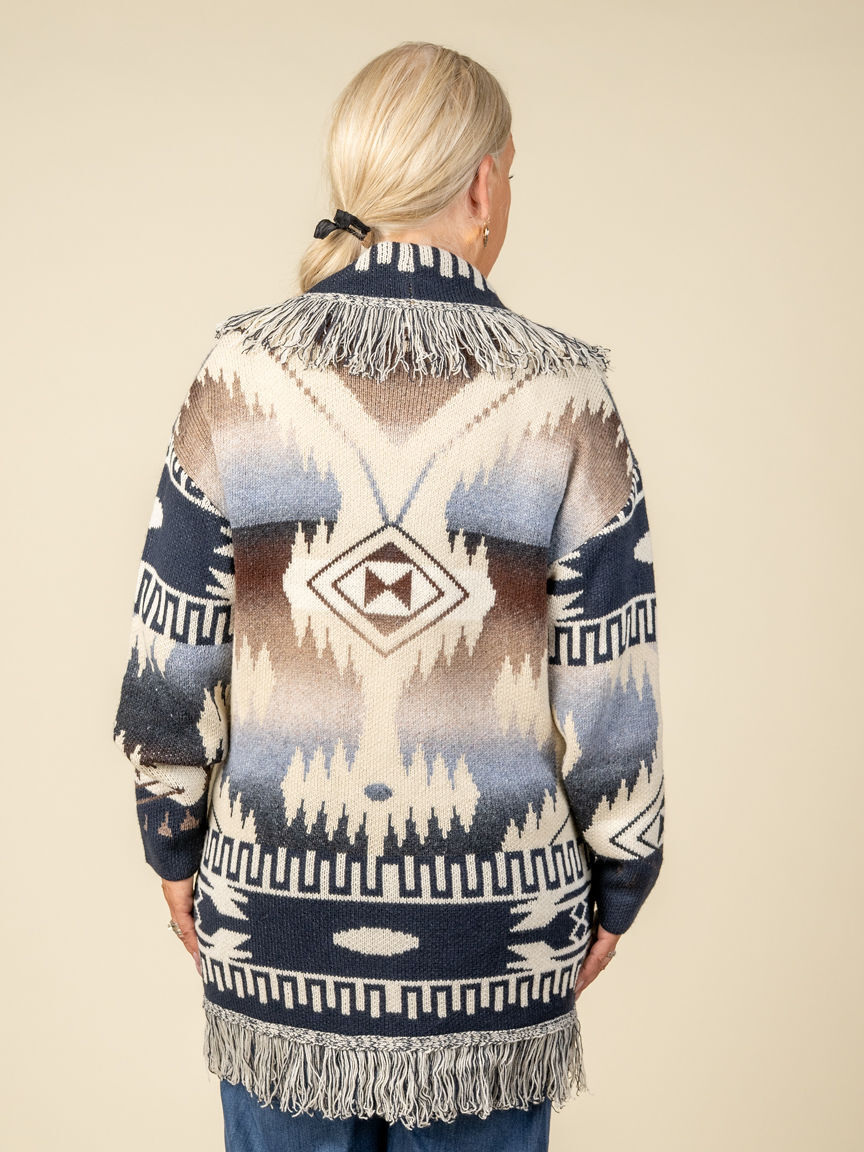 Collared Cardigan With Fringe