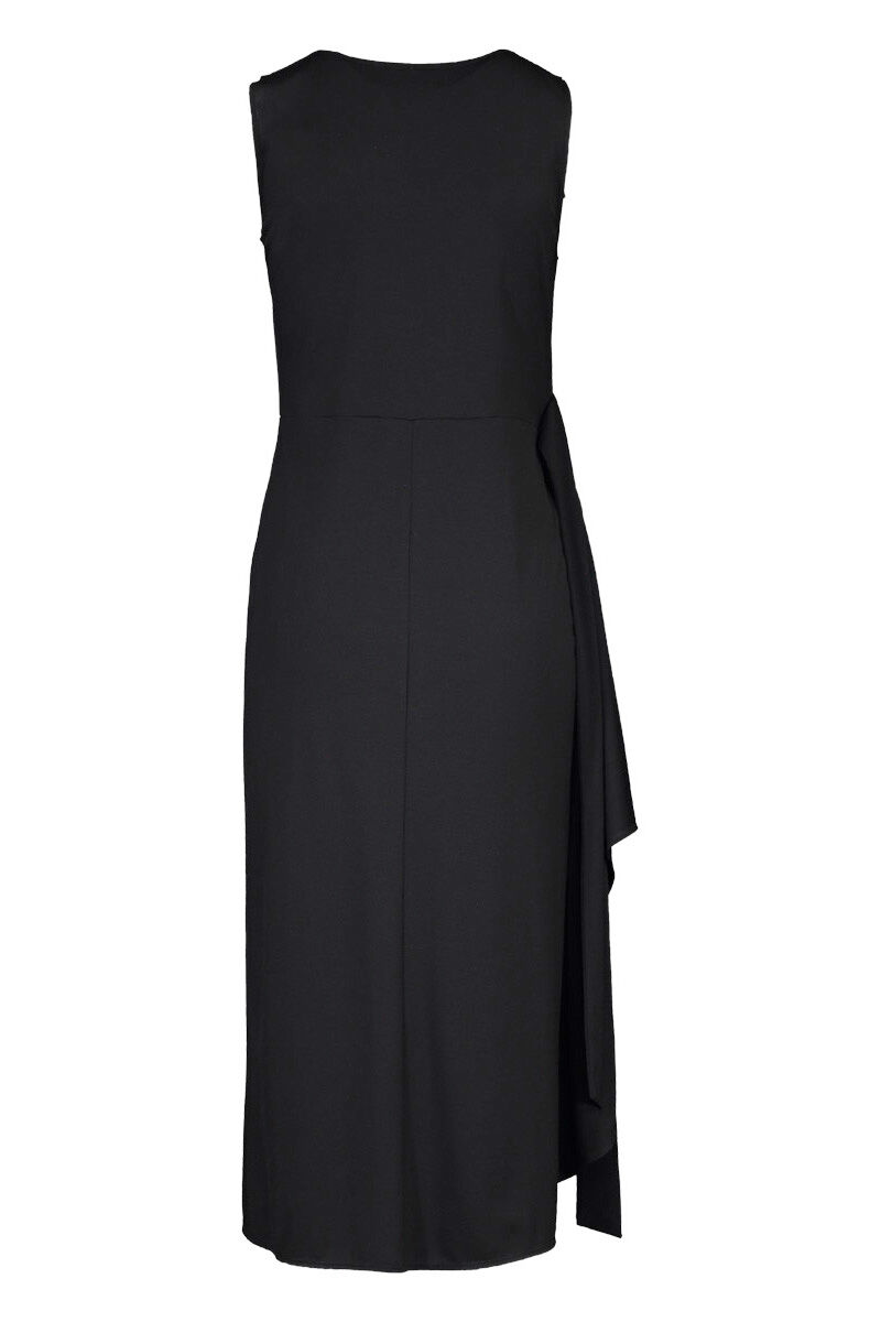 Sleeveless Wrap Black Dress Hi-Lo Hem Image 3