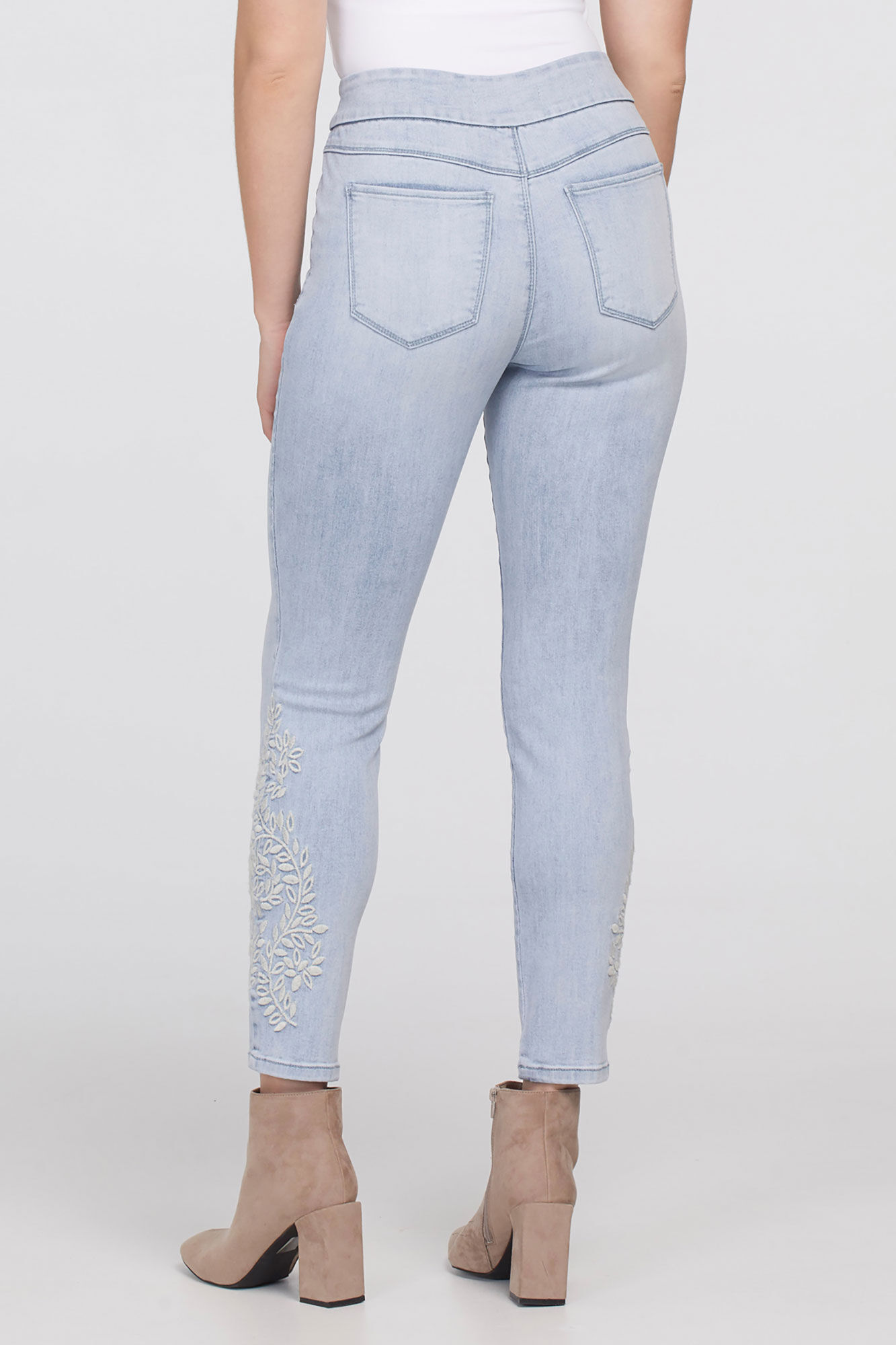 Audrey Ivory-Floral Embroidery Jeggings Image 2