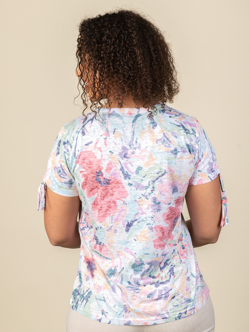 Short Sleeve Burnout Top with Hotfix Image 2