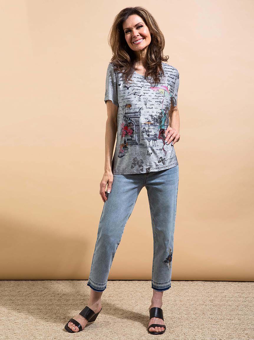 Umbrella Girl Rhinestone Tee Image 1