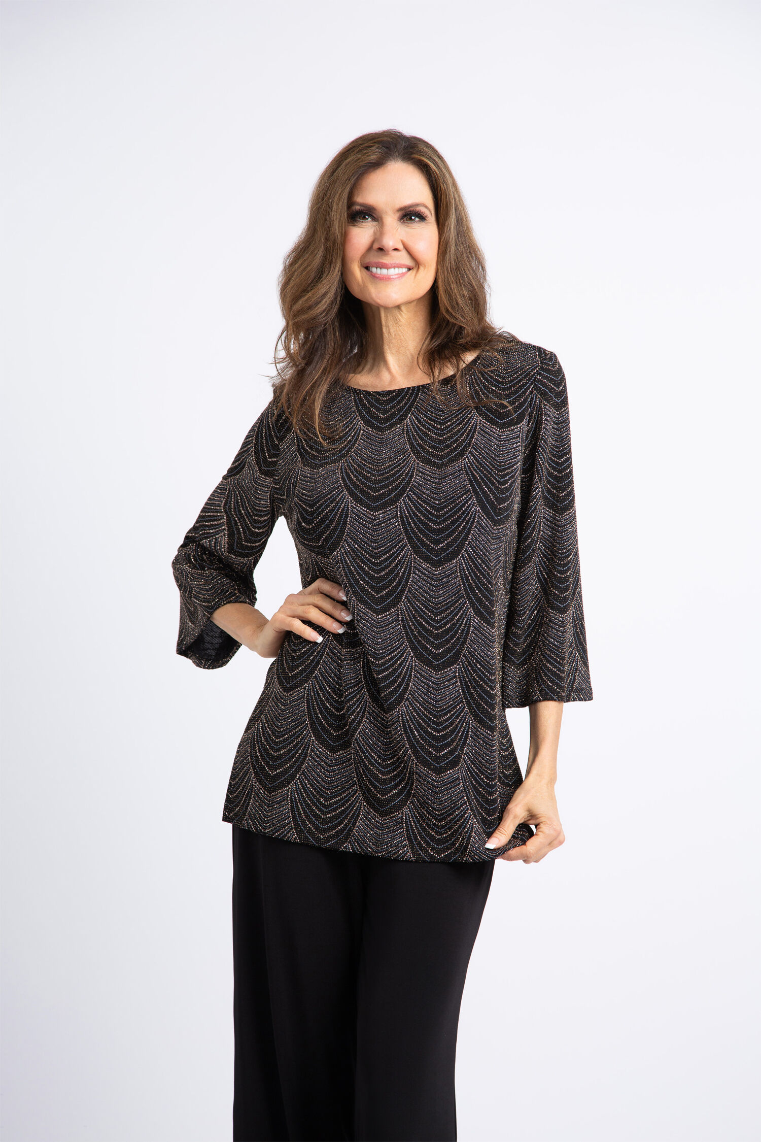 &frac34; Sleeve Shimmer Top  Image 2