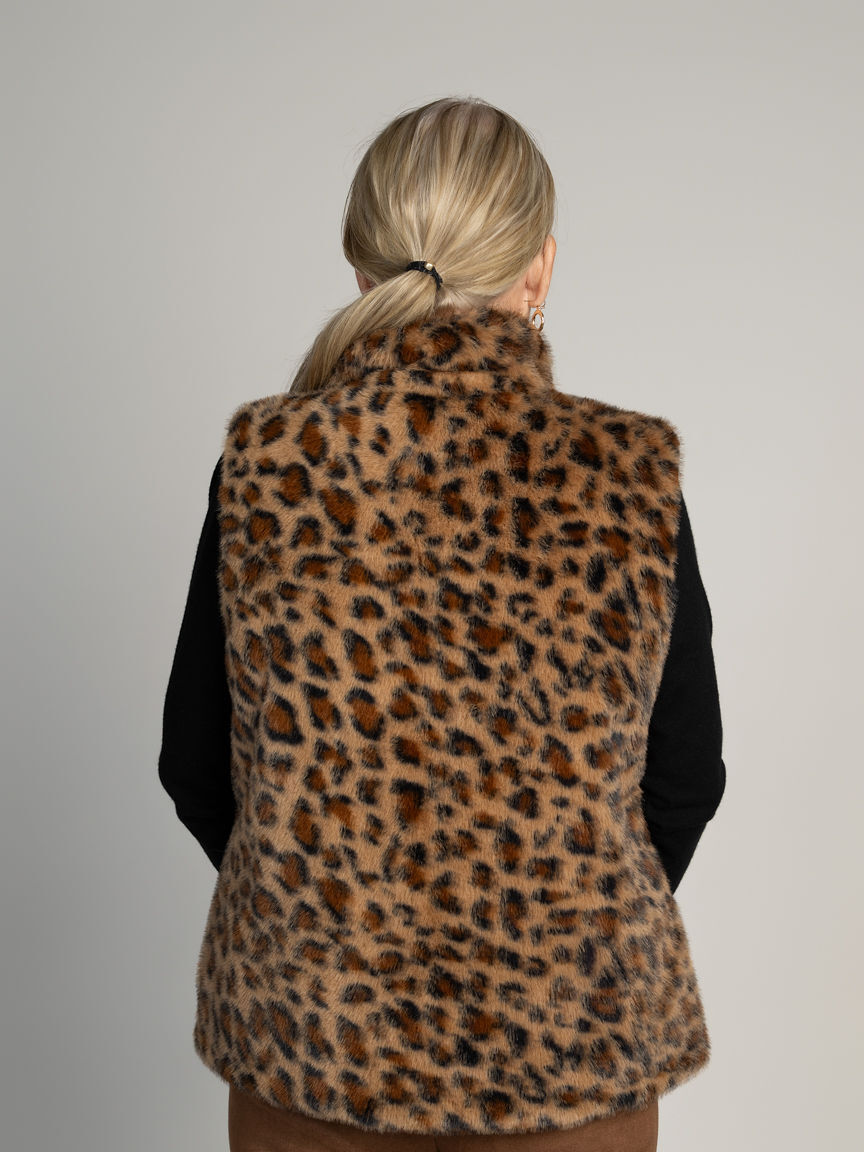 Animal Print Faux Fur Vest