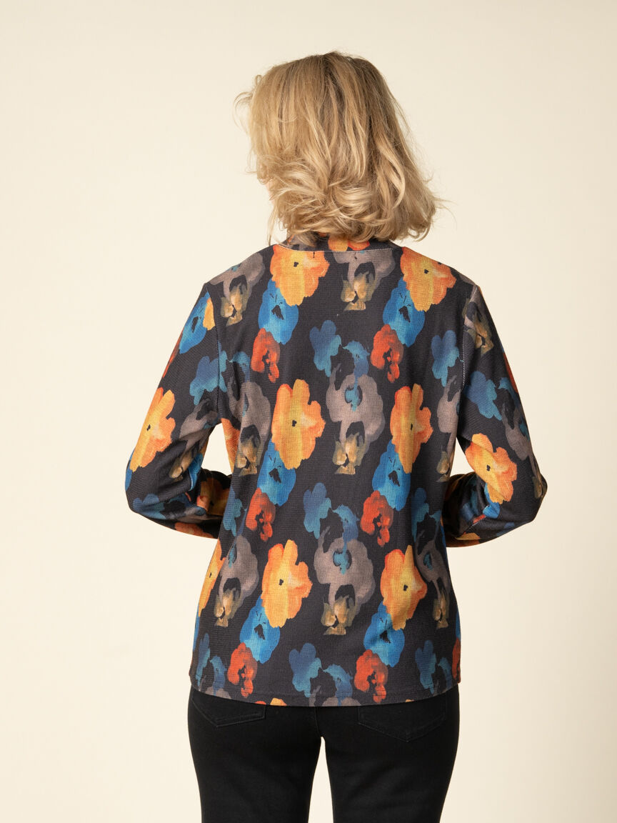 Long Sleeve Mock Neck Floral Top