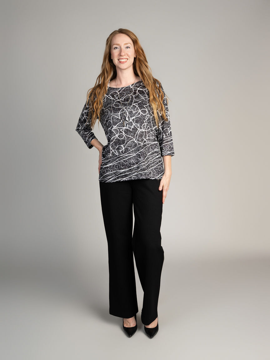 3/4 Sleeve Burnout Top Image 4