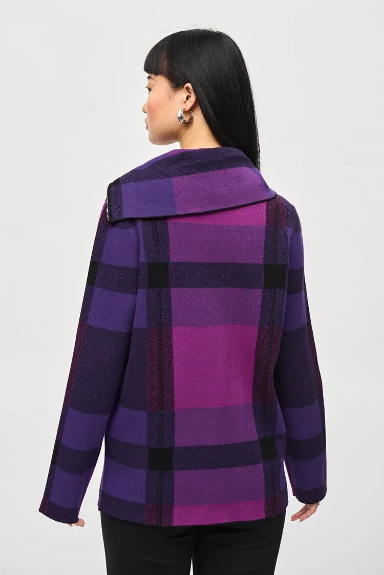 Plaid Jacquard Cowl Neck Sweater Image 3