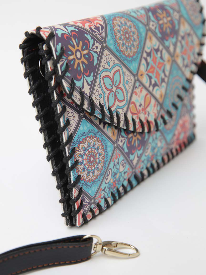 Mosaic Print Vegan Leather Crossbody Bag Image 3