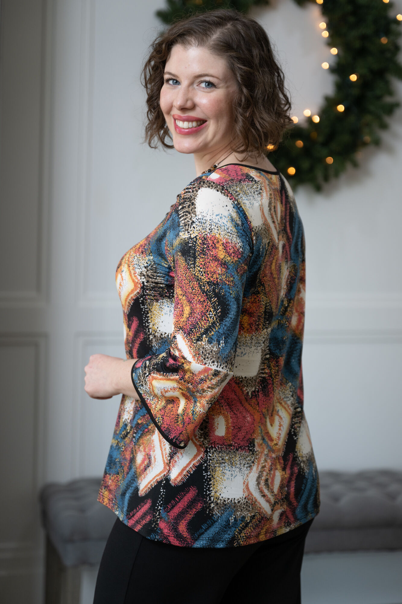 Colorful Bell Sleeves Top Image 2