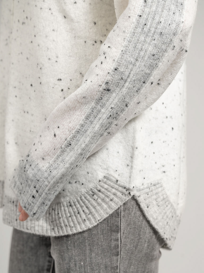 Long Sleeve Crew Neck Speckled Sweater