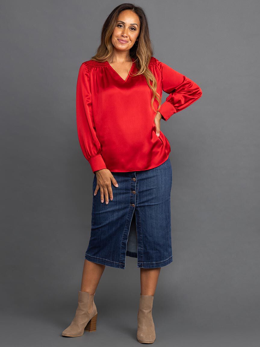 Long Sleeve Satin Top Image 1