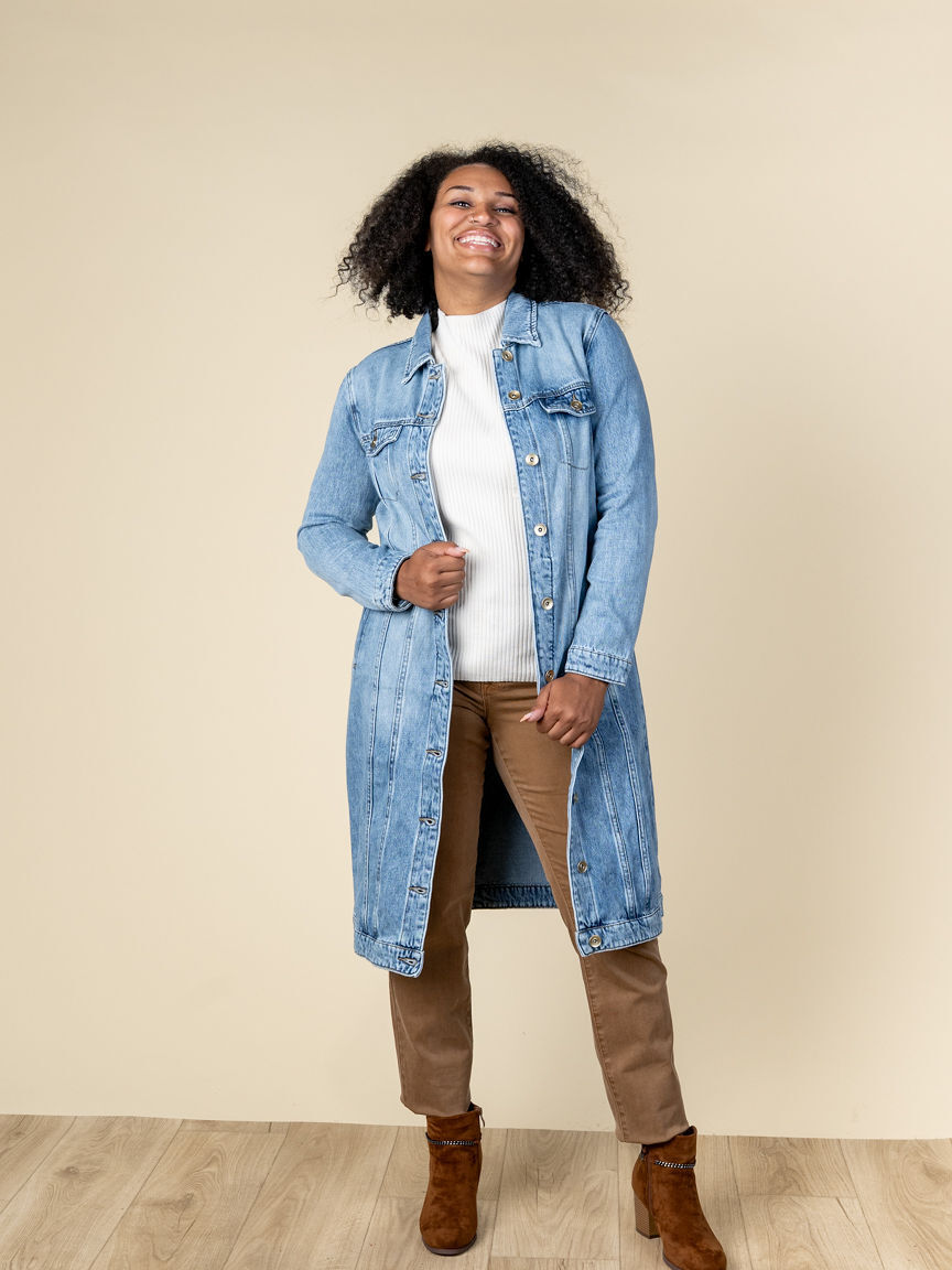 Long Denim Duster Jacket Image 2