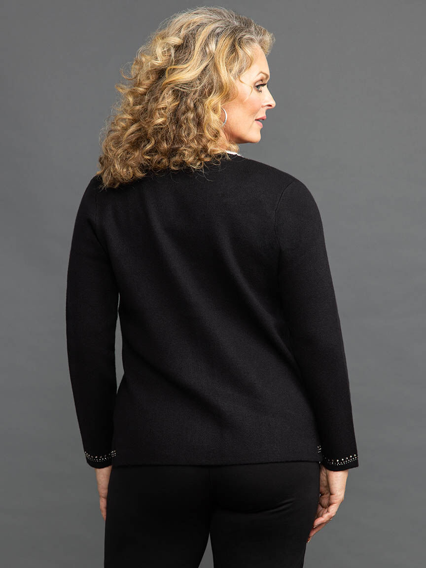 Eyelash Hotfix Sweater Cardigan Image 4