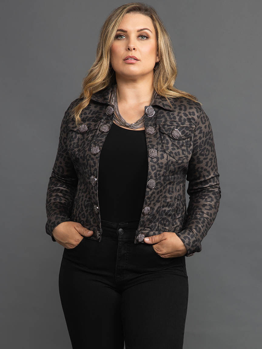 Animal Print Button-Up Jacket Image 2