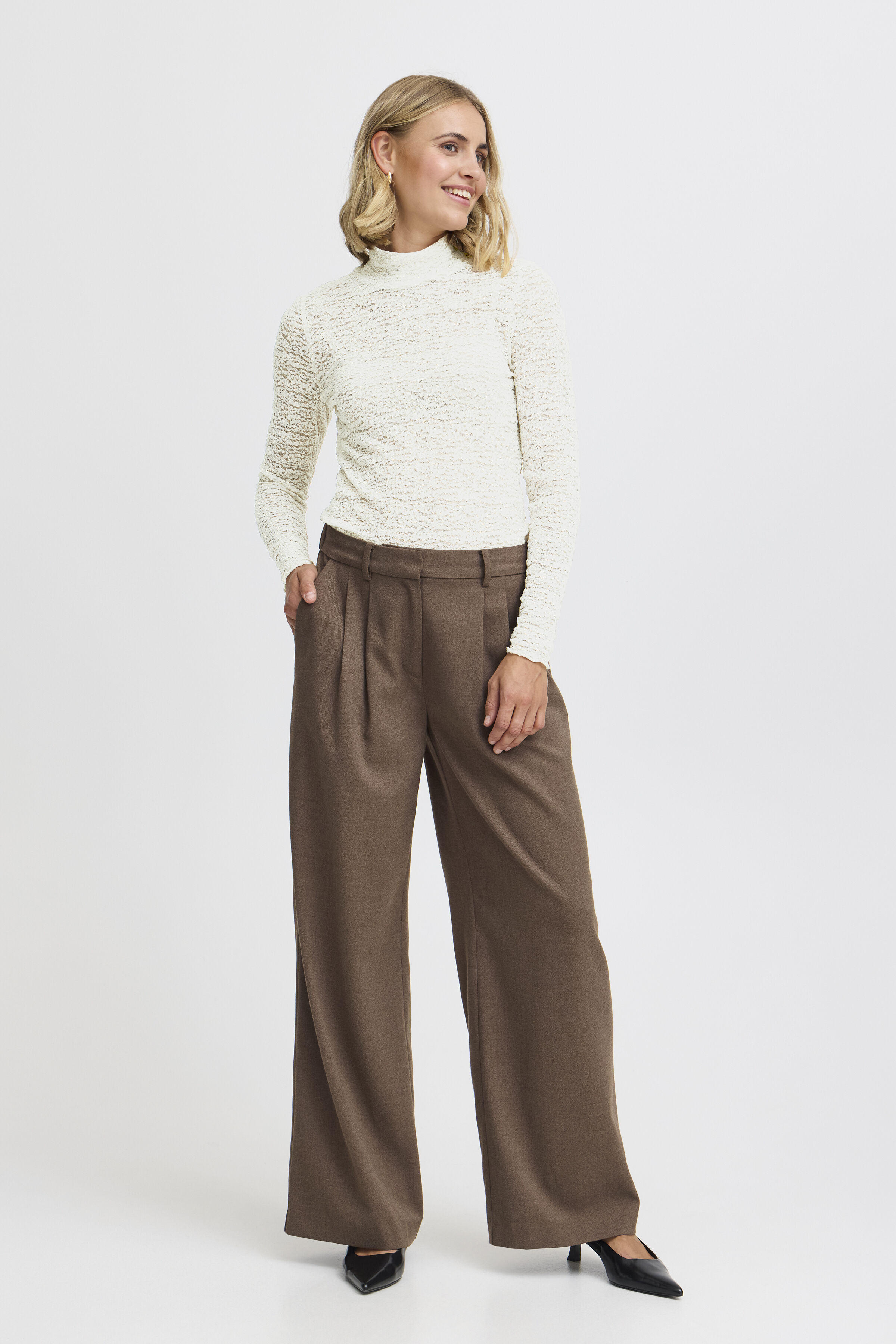 Lace Long Sleeve Mock Neck Blouse Image 4