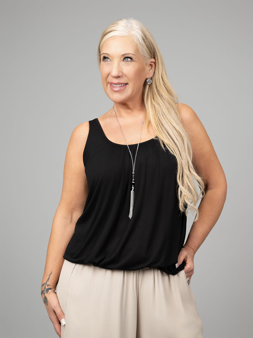 Elastic Hem Sleeveless Top