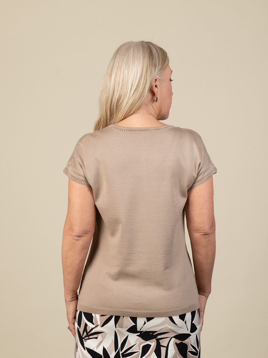 Short Sleeve Sweater with Crochet Detail  Image 2