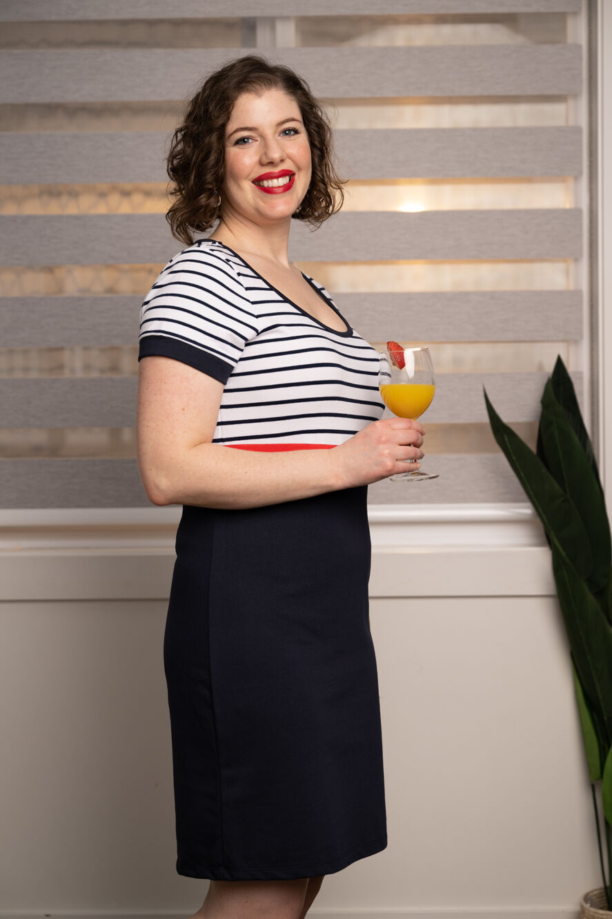 Short Sleeve Stripes & Solid Dress Image 3