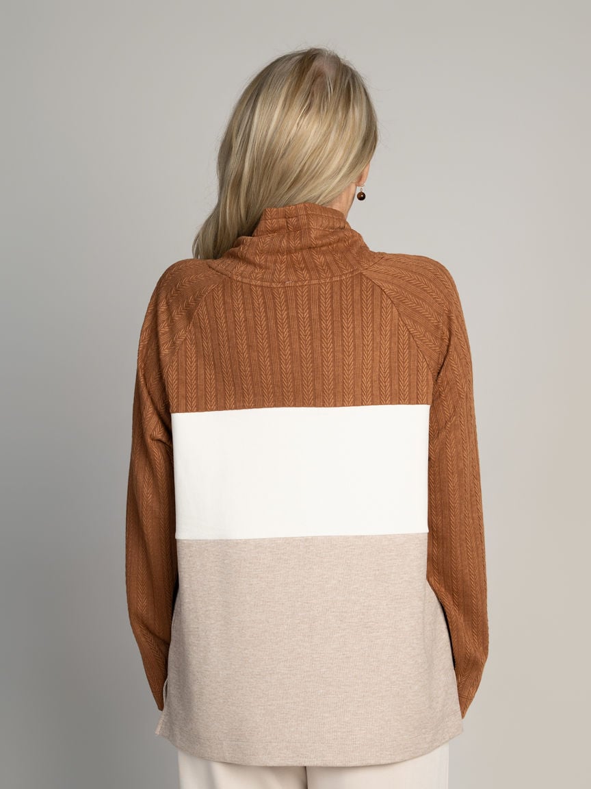 Colour Block Cowl Neck Top