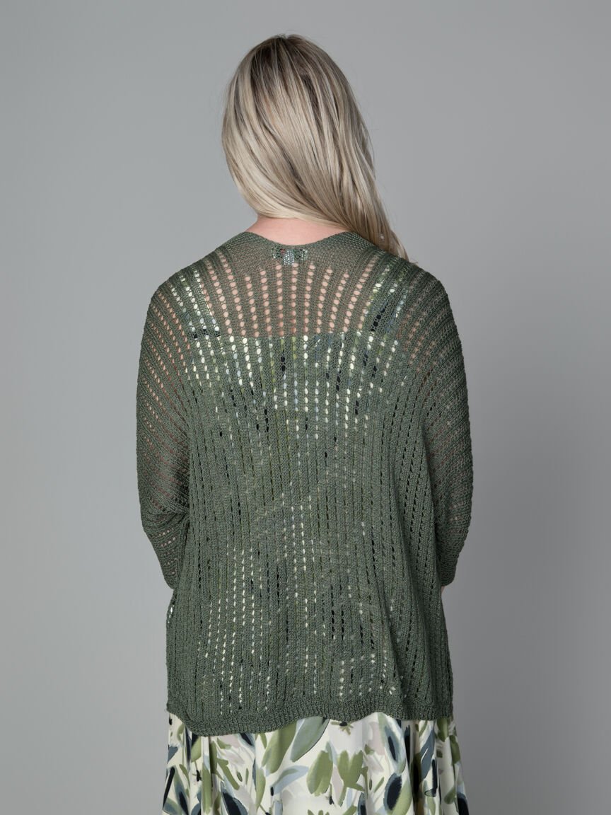 Crochet 3/4 Sleeve Cardigan Image 5