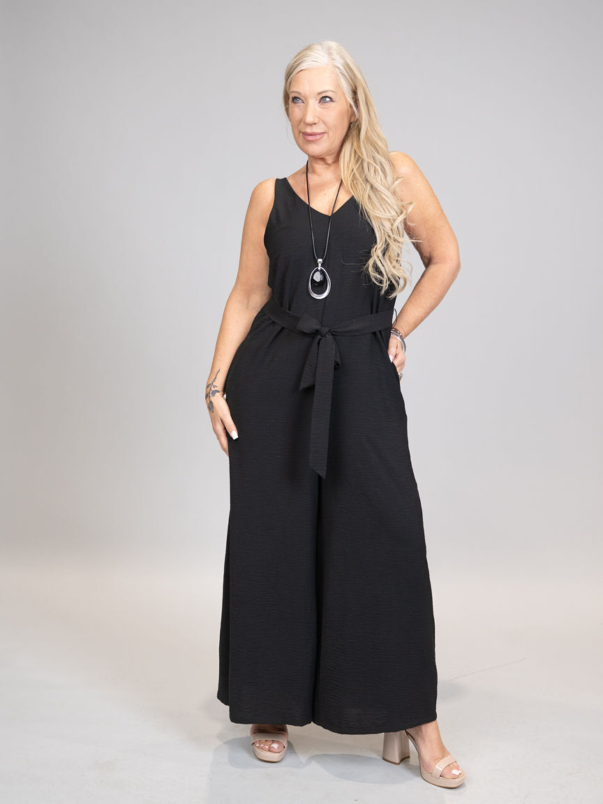 Jumpsuit With Pockets And Tie Waist