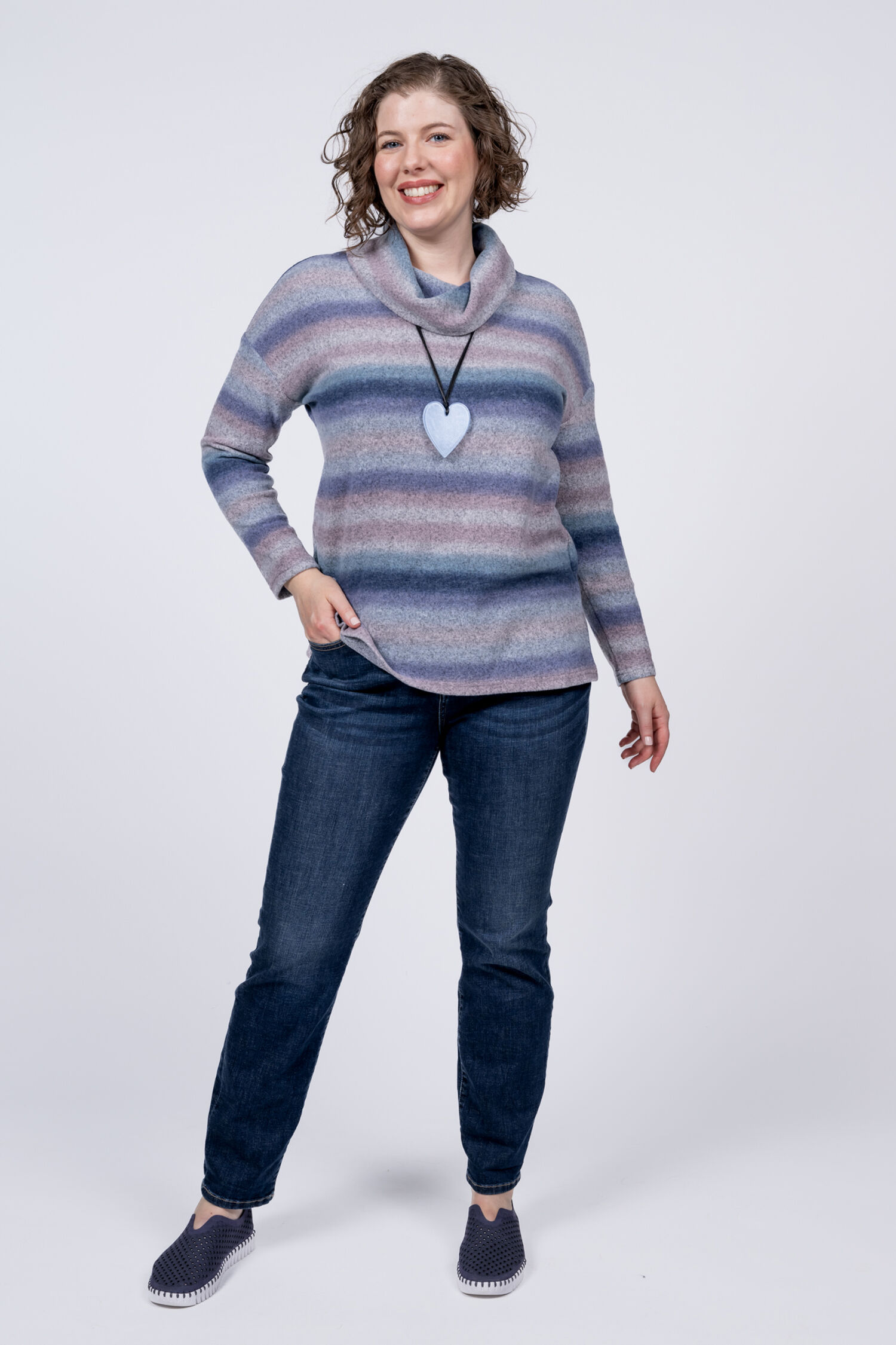 Long Sleeve Striped Turtleneck  Image 1