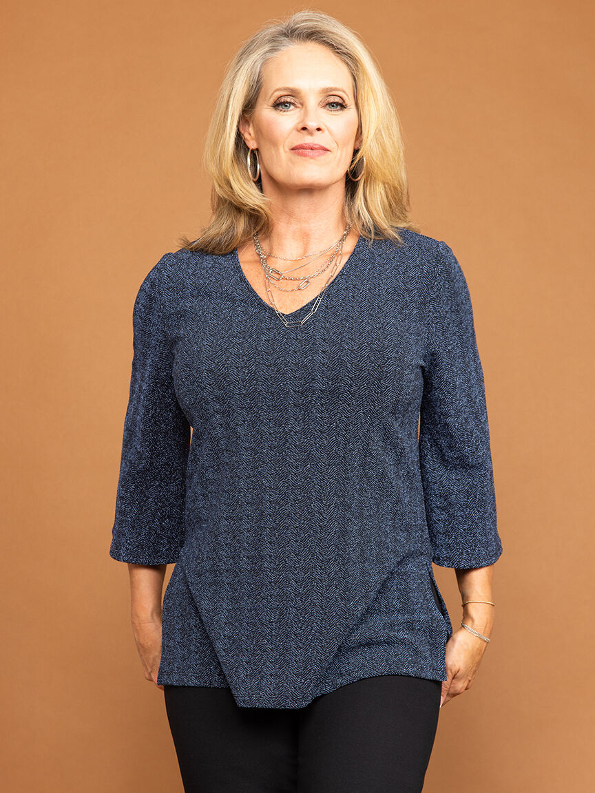 Shimmer &frac34; Sleeve Top