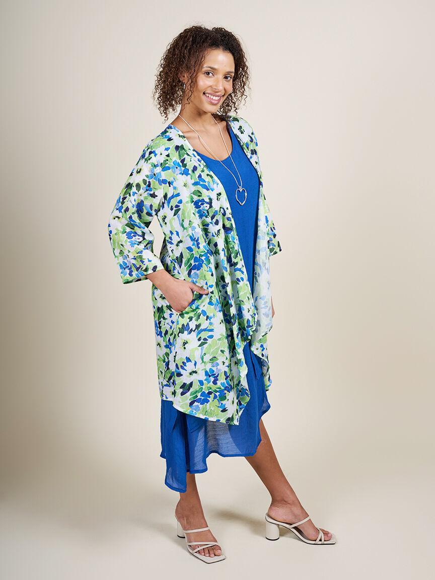 Cardigan 3/4 sleeve ditsy print 